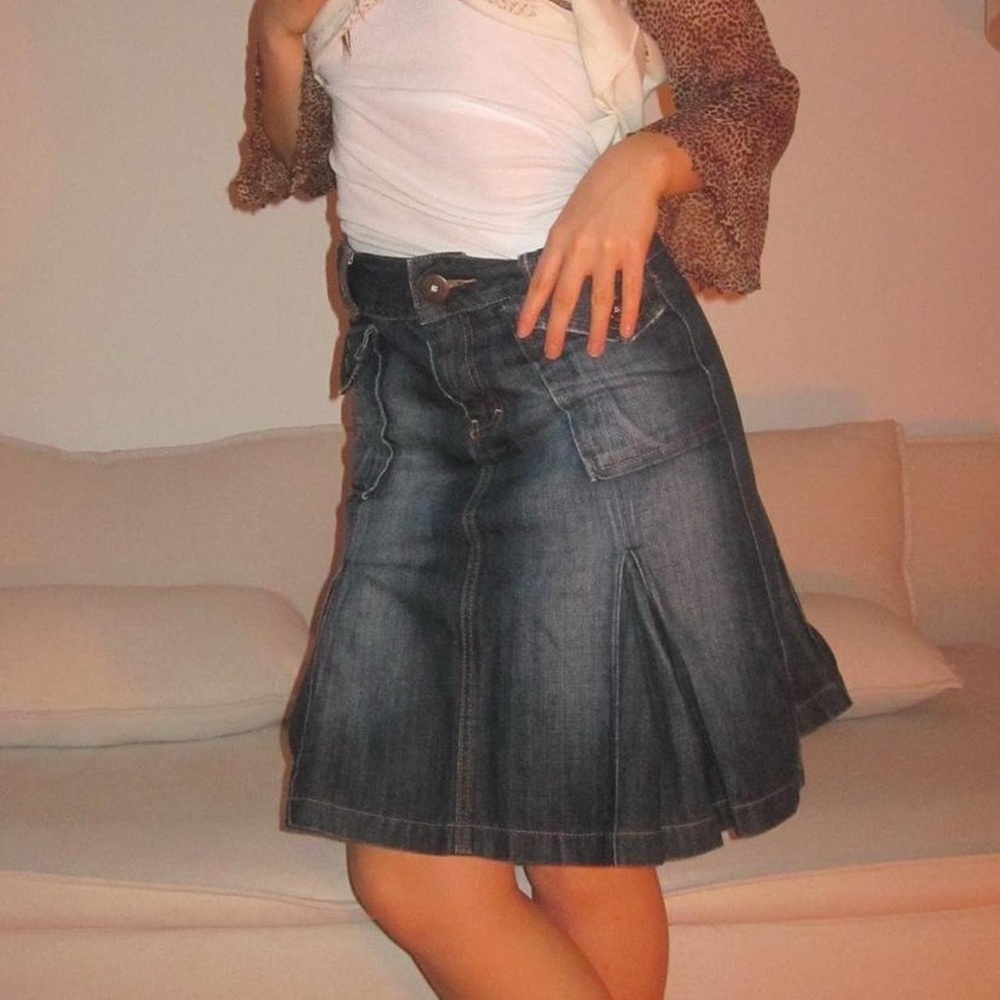 Dark Indigo Denim A-Line Skirt